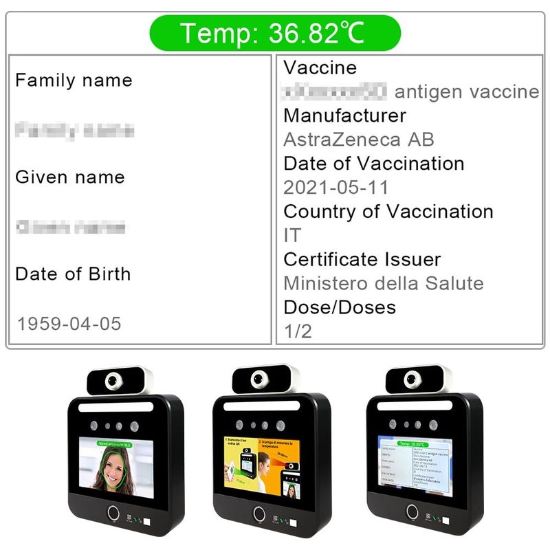Freier SDK-Gesichtsanerkennungs-Temperatur-Scanner EU-Grün-Durchlauf