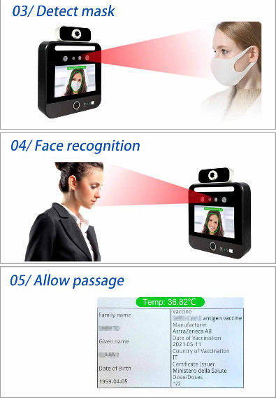 5 Zoll IPS-Touch Screen Gesichtstemperatur-Scanner-Kiosk Qr-Code-Grün-Durchlauf-Leser