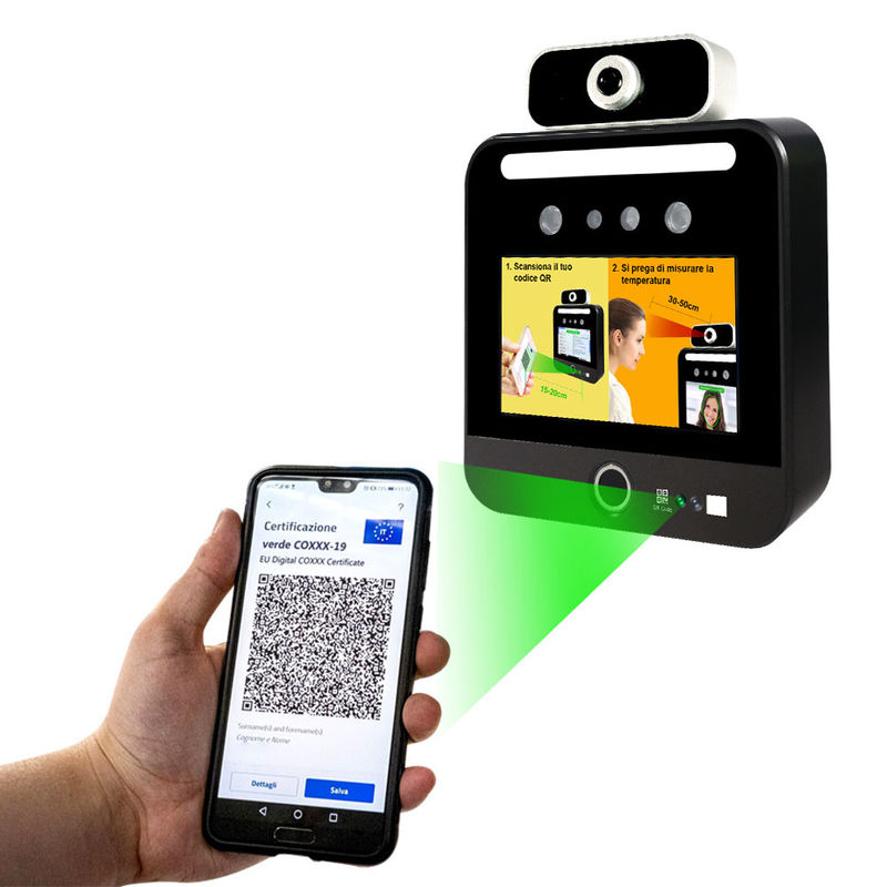 Gesichtserkennungs-Temperatur-Scanner-Kiosk Italiens Verifica C19 alleinstehend