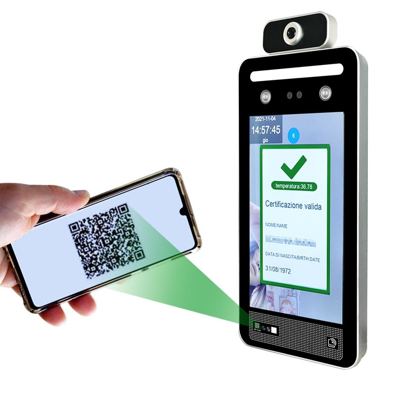 Detektionsbereich 0.5m EU-Grün-Durchlauf-Scanner 8 Zoll IPS-Gesichtserkennungs-Geräte