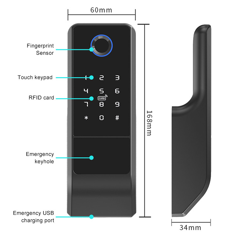 Fingerabdruck-Türschloss-Smart-Doppeltes Digital-App Wifi versah biometrisches mit Seiten