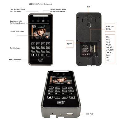 2.8" Gesichtserkennung Zugriffskontrollsystem Echtzeitüberwachung