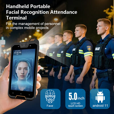 Tragbares Handheld-Gerät zur Gesichtserkennung mit GPS, NFC, QR-Code-Scanner und robustem IP68-Design für mobile Anwesenheitserfassung